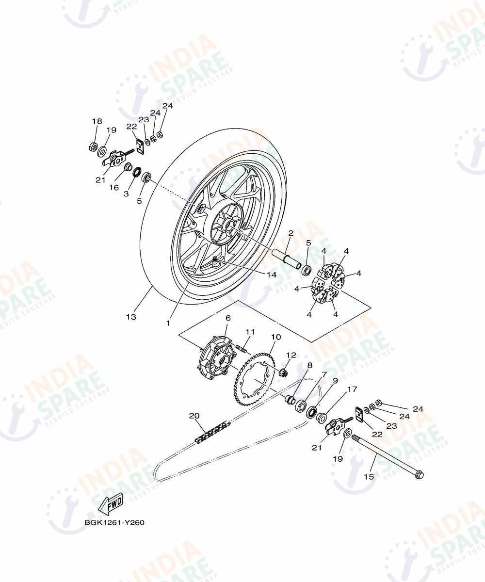 YAMAHA D001 FZ RAVE Series REAR WHEEL